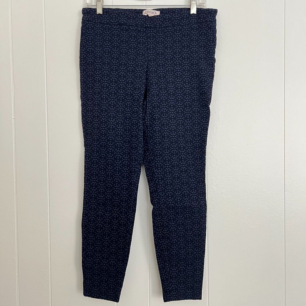 Nanette Lepore Blue Flower Pattern Mid-Rise Skinny Ankle Leggings Pants M NWOT